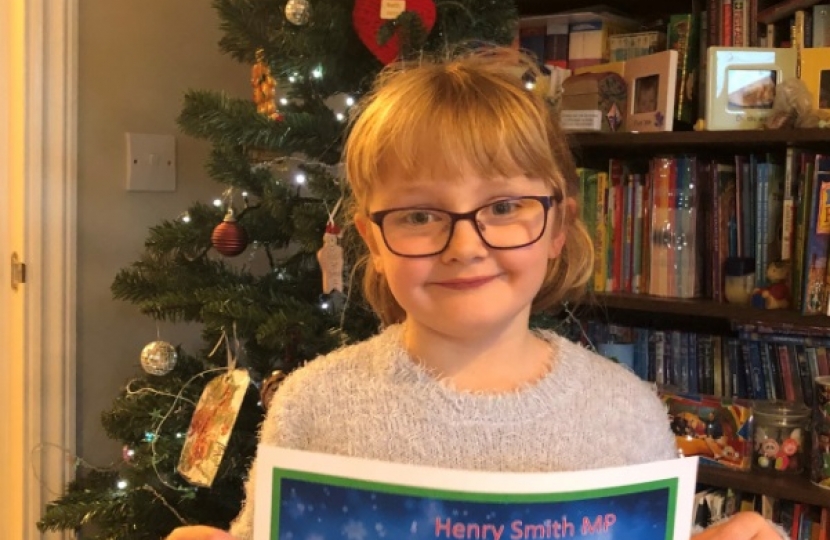 Crawley MP congratulates 2018 Christmas Card Competition Champion