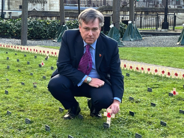 Henry Smith MP plants Wooden Cross in Constituency Garden of Remembrance in Parliament in Honour of Crawley's Fallen